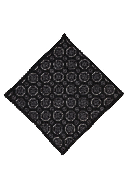 Siyah İtalyan Desenli Yün Mendil