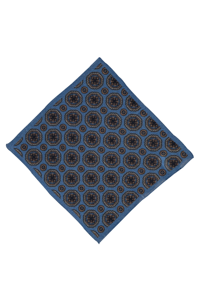 Açık Mavi İtalyan Desenli Yün Mendil