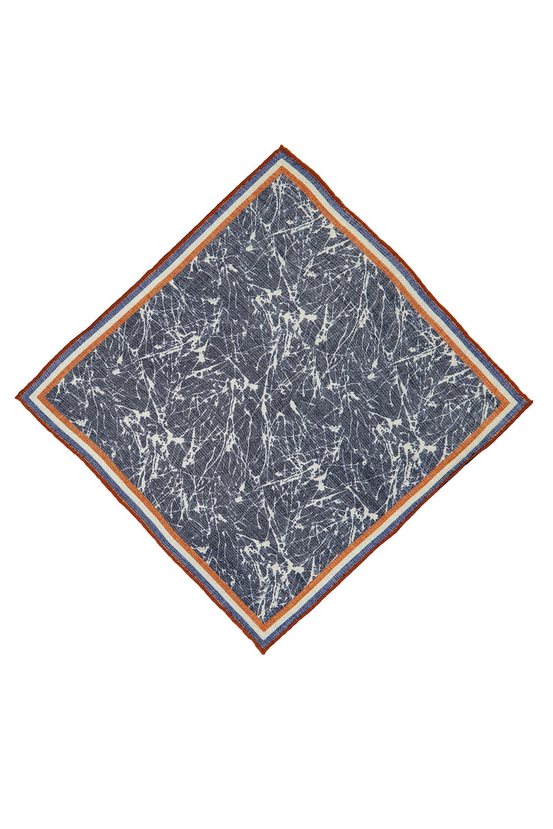 Açık Lacivert İtalyan Desenli Yün Mendil