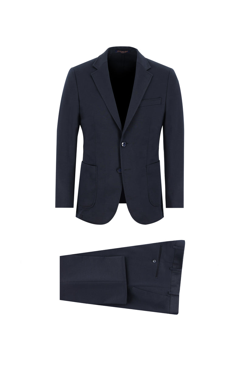 Koyu Lacivert Slim Fit Dar Kesim Klasik Takım Elbise