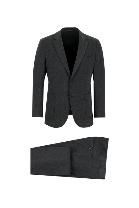 Koyu Antrasit Slim Fit Dar Kesim Klasik Takım Elbise