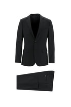 Siyah Super Slim Fit Ekstra Dar Kesim Fit Yünlü Klasik Takım Elbise