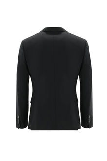 Siyah Super Slim Fit Ekstra Dar Kesim Fit Yünlü Klasik Takım Elbise