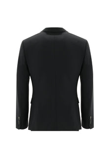 Siyah 8 Drop Long Slim Fit Uzun Dar Kesim Yünlü Tak?m Elbise-Abdullah Ki??l?