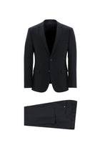 Siyah Lacivert Regular Long Fit Uzun Klasik Kesim Yünlü Takım Elbise