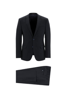 Siyah Lacivert Regular Long Fit Uzun Klasik Kesim Yünlü Takım Elbise