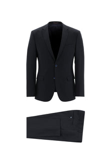 Siyah Lacivert 8 Drop Long Slim Fit Uzun Dar Kesim Yünlü Tak?m Elbise-Abdullah Ki??l?