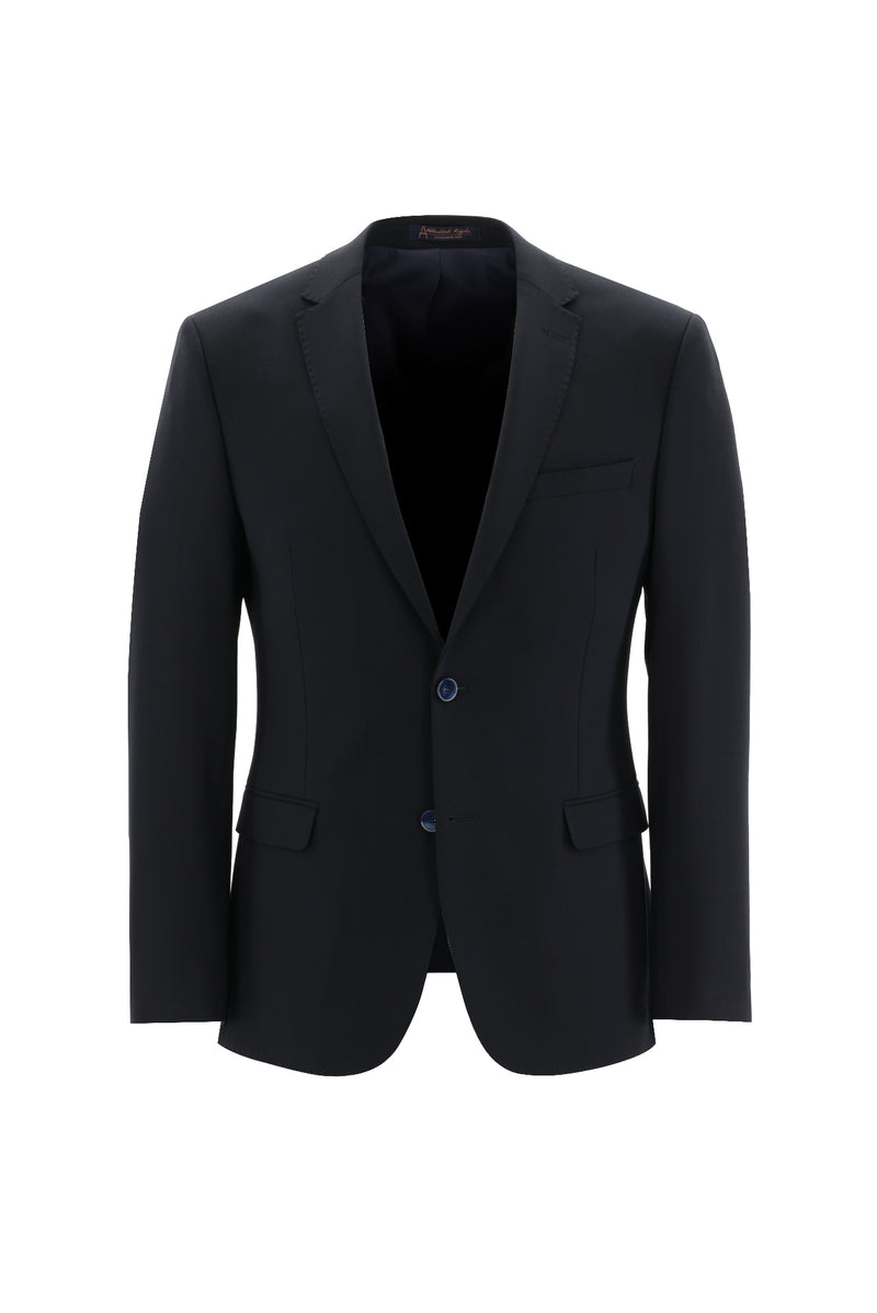 Siyah Lacivert 8 Drop Long Slim Fit Uzun Dar Kesim Yünlü Tak?m Elbise-Abdullah Ki??l?