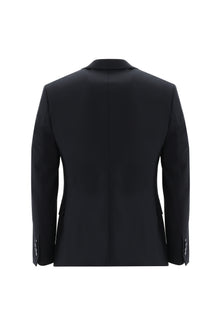 Siyah Lacivert Super Slim Fit Ekstra Dar Kesim Fit Yünlü Klasik Takım Elbise