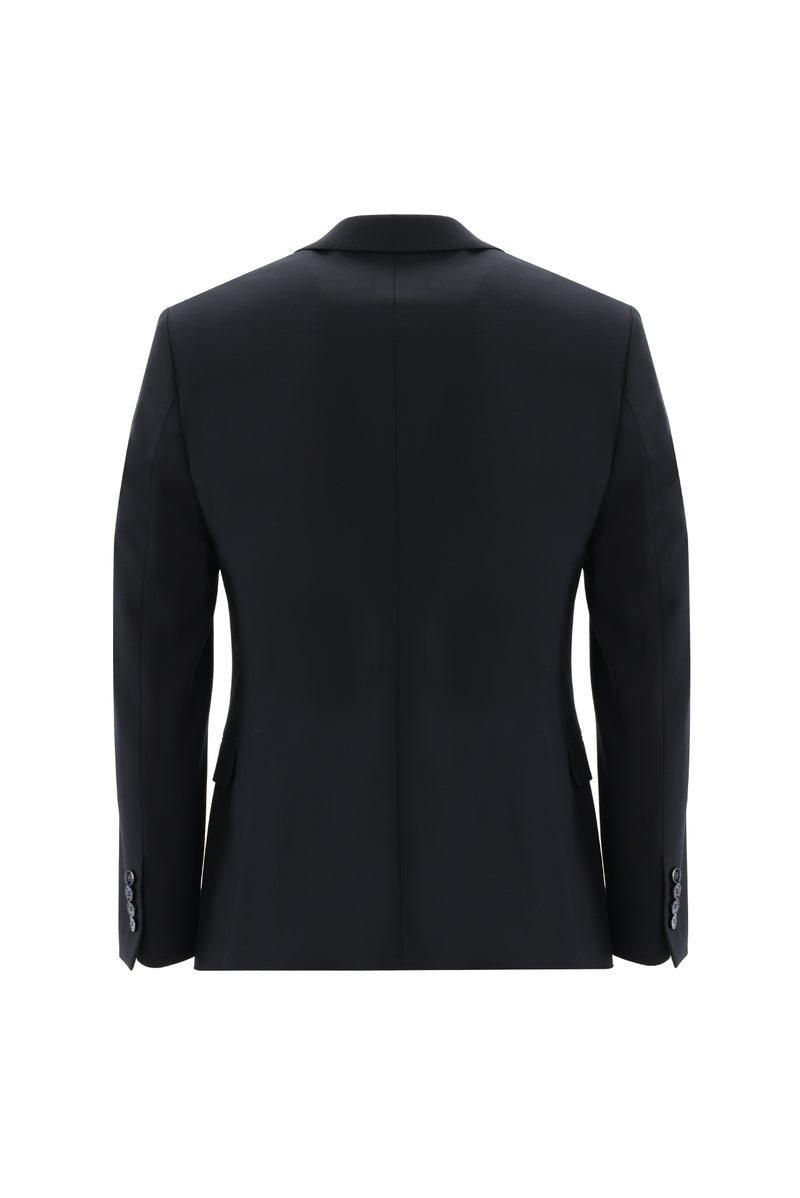 Siyah Lacivert Super Slim Fit Ekstra Dar Kesim Fit Yünlü Klasik Takım Elbise