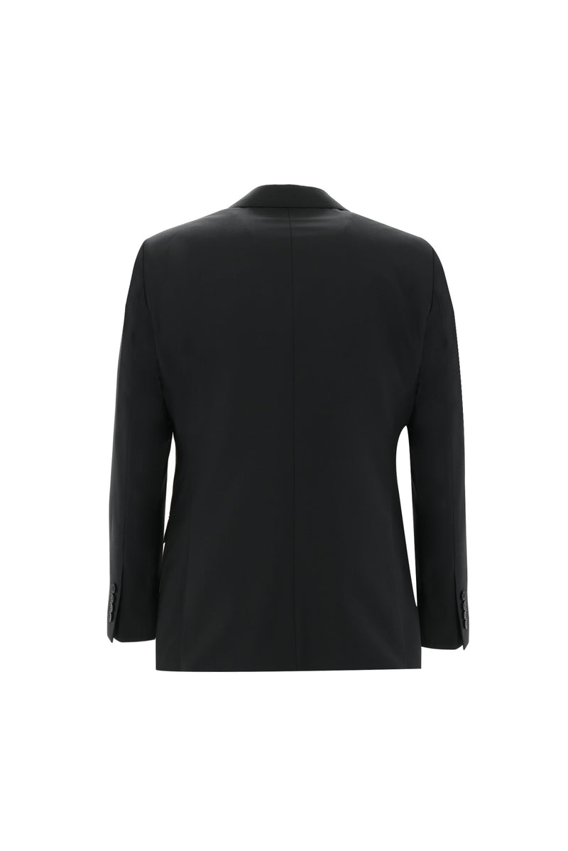 Siyah Slim Fit Dar Kesim Yünlü Yelekli Takım Elbise