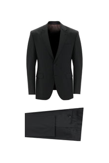 Siyah Slim Fit Dar Kesim Yünlü Klasik Takım Elbise