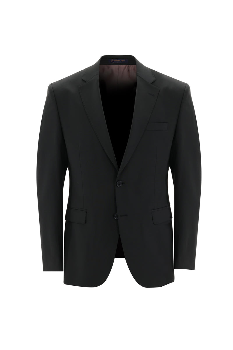 Siyah Regular Fit Yünlü Klasik Takım Elbise