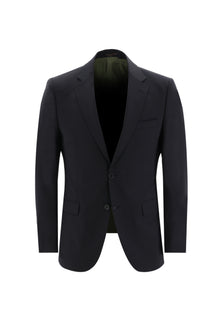 Siyah Lacivert Slim Fit Dar Kesim Yünlü Klasik Takım Elbise