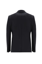 Siyah Lacivert Slim Fit Dar Kesim Yünlü Klasik Takım Elbise