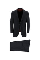 Siyah Lacivert Relaxed Fit Rahat Kesim Yünlü Klasik Takım Elbise