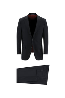 Siyah Lacivert Relaxed Fit Rahat Kesim Yünlü Klasik Takım Elbise