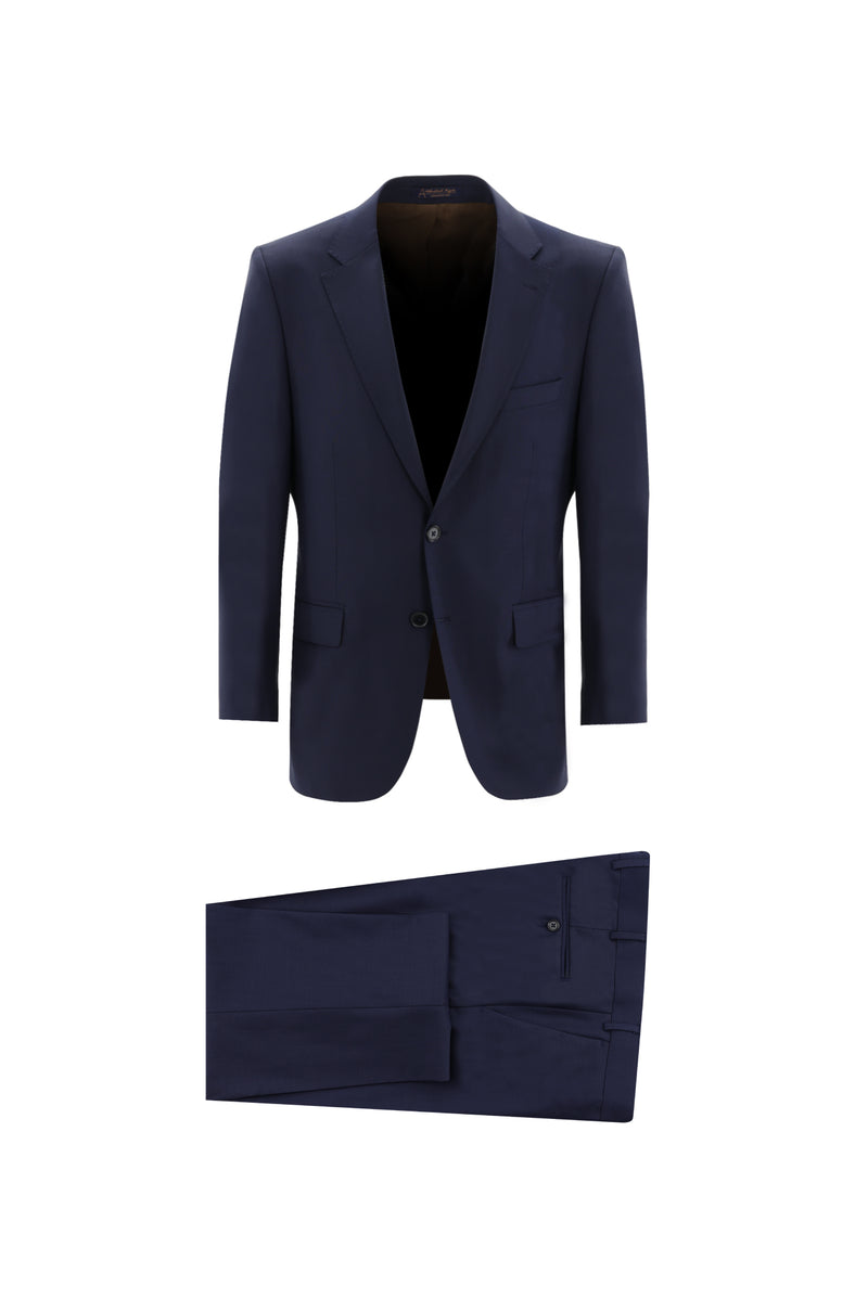 Koyu Lacivert Regular Fit Yünlü Klasik Takım Elbise
