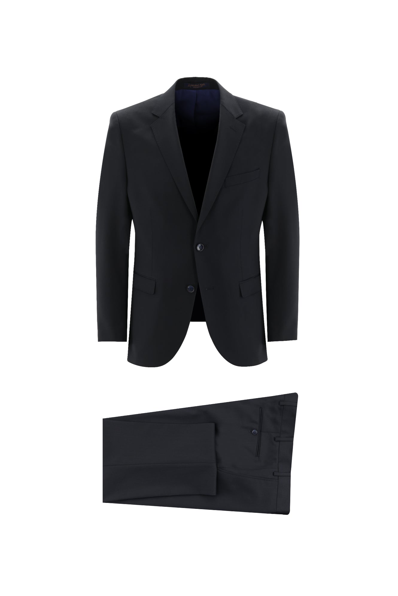 Siyah Lacivert Regular Fit Yünlü Klasik Takım Elbise