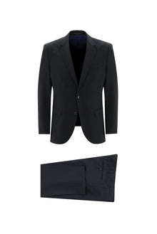Siyah Lacivert Regular Fit Yünlü Klasik Takım Elbise