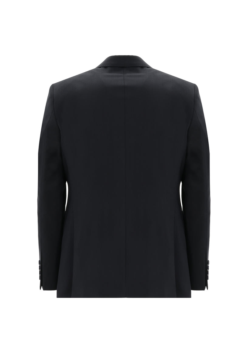 Siyah Lacivert Relaxed Fit Rahat Kesim Yünlü Klasik Takım Elbise