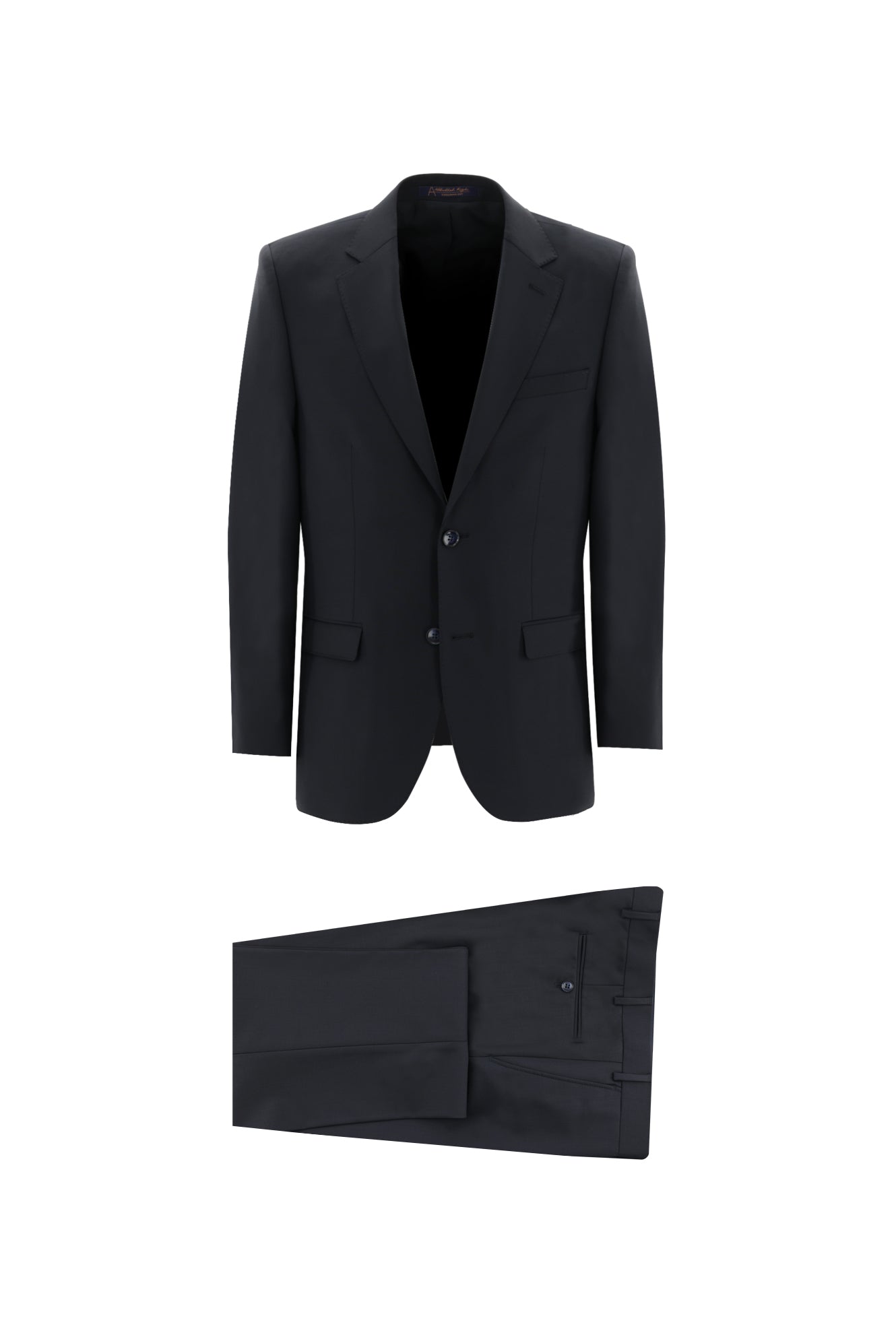 Siyah Lacivert Slim Fit Dar Kesim Yünlü Klasik Takım Elbise