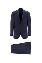 Orta Lacivert Slim Fit Dar Kesim Yünlü Klasik Takım Elbise