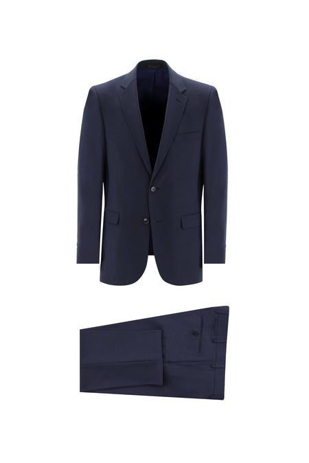 Orta Lacivert Slim Fit Dar Kesim Yünlü Klasik Takım Elbise