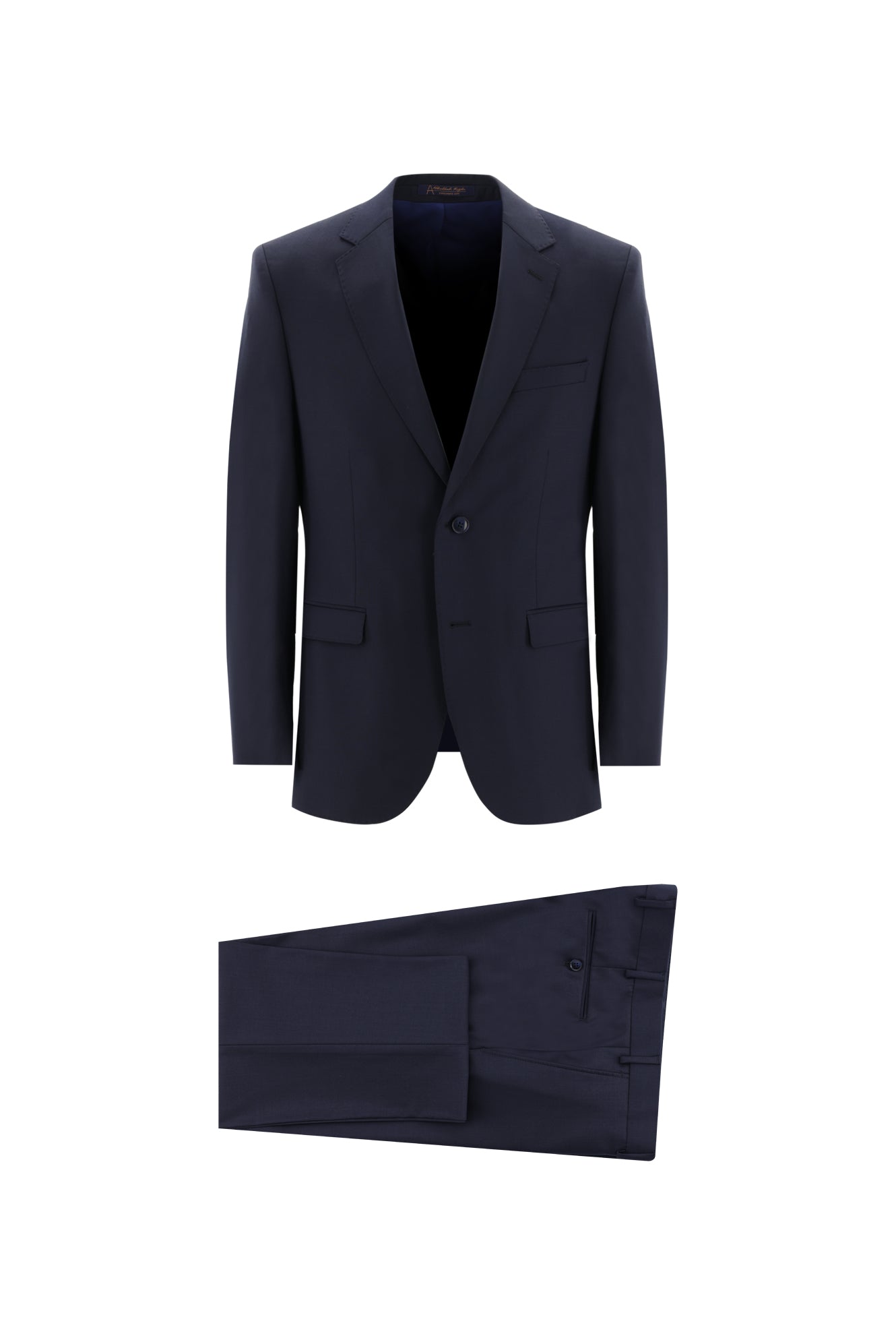 Koyu Lacivert Slim Fit Dar Kesim Yünlü Klasik Takım Elbise