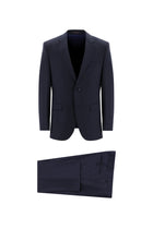 Koyu Lacivert Slim Fit Dar Kesim Yünlü Klasik Takım Elbise