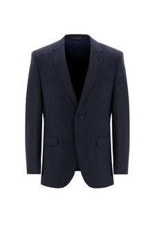 Koyu Lacivert Slim Fit Dar Kesim Yünlü Klasik Takım Elbise