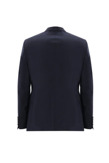 Koyu Lacivert Slim Fit Dar Kesim Yünlü Klasik Takım Elbise