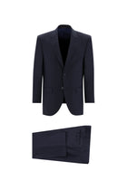 Siyah Lacivert Slim Fit Dar Kesim Klasik Yünlü Takım Elbise