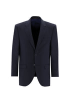 Siyah Lacivert Slim Fit Dar Kesim Klasik Yünlü Takım Elbise