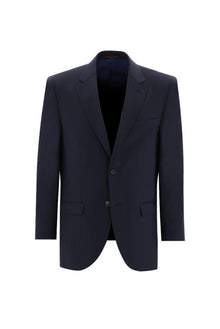 Siyah Lacivert Slim Fit Dar Kesim Klasik Yünlü Takım Elbise