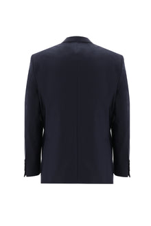Siyah Lacivert Slim Fit Dar Kesim Klasik Yünlü Takım Elbise