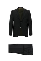 Siyah Slim Fit Dar Kesim Yünlü Klasik Takım Elbise