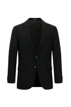 Siyah Slim Fit Dar Kesim Yünlü Klasik Takım Elbise