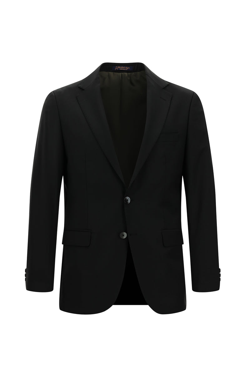 Siyah Slim Fit Dar Kesim Yünlü Klasik Takım Elbise