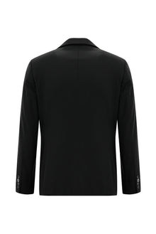 Siyah Slim Fit Dar Kesim Yünlü Klasik Takım Elbise