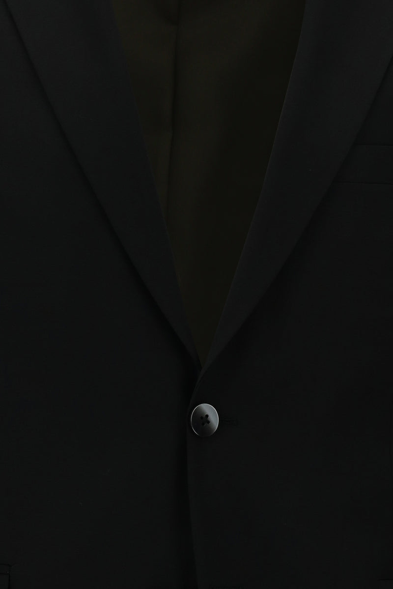 Siyah Slim Fit Dar Kesim Yünlü Klasik Takım Elbise