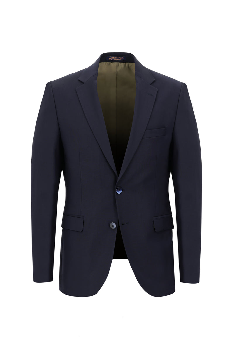 Orta Lacivert 4 Drop Relaxed Fit Rahat Kesim Yünlü Tak?m Elbise-Abdullah Ki??l?