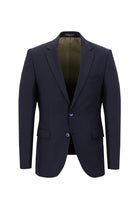 Orta Lacivert Slim Fit Dar Kesim Yünlü Klasik Takım Elbise