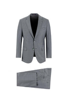 Orta Füme Slim Fit Dar Kesim Yünlü Klasik Takım Elbise