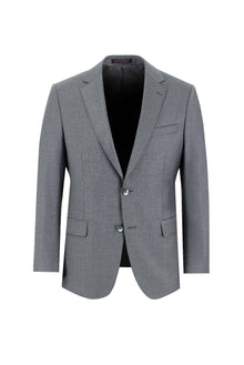 Orta Füme Slim Fit Dar Kesim Yünlü Klasik Takım Elbise