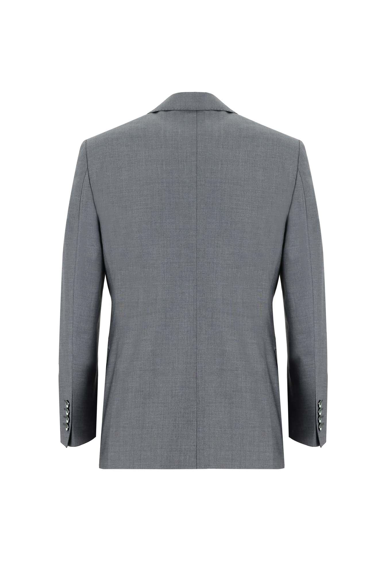 Orta Füme Slim Fit Dar Kesim Yünlü Klasik Takım Elbise