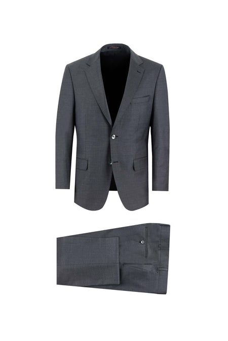 Koyu Füme Relaxed Fit Rahat Kesim Yünlü Klasik Takım Elbise