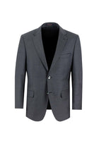 Koyu Füme Slim Fit Dar Kesim Yünlü Klasik Takım Elbise