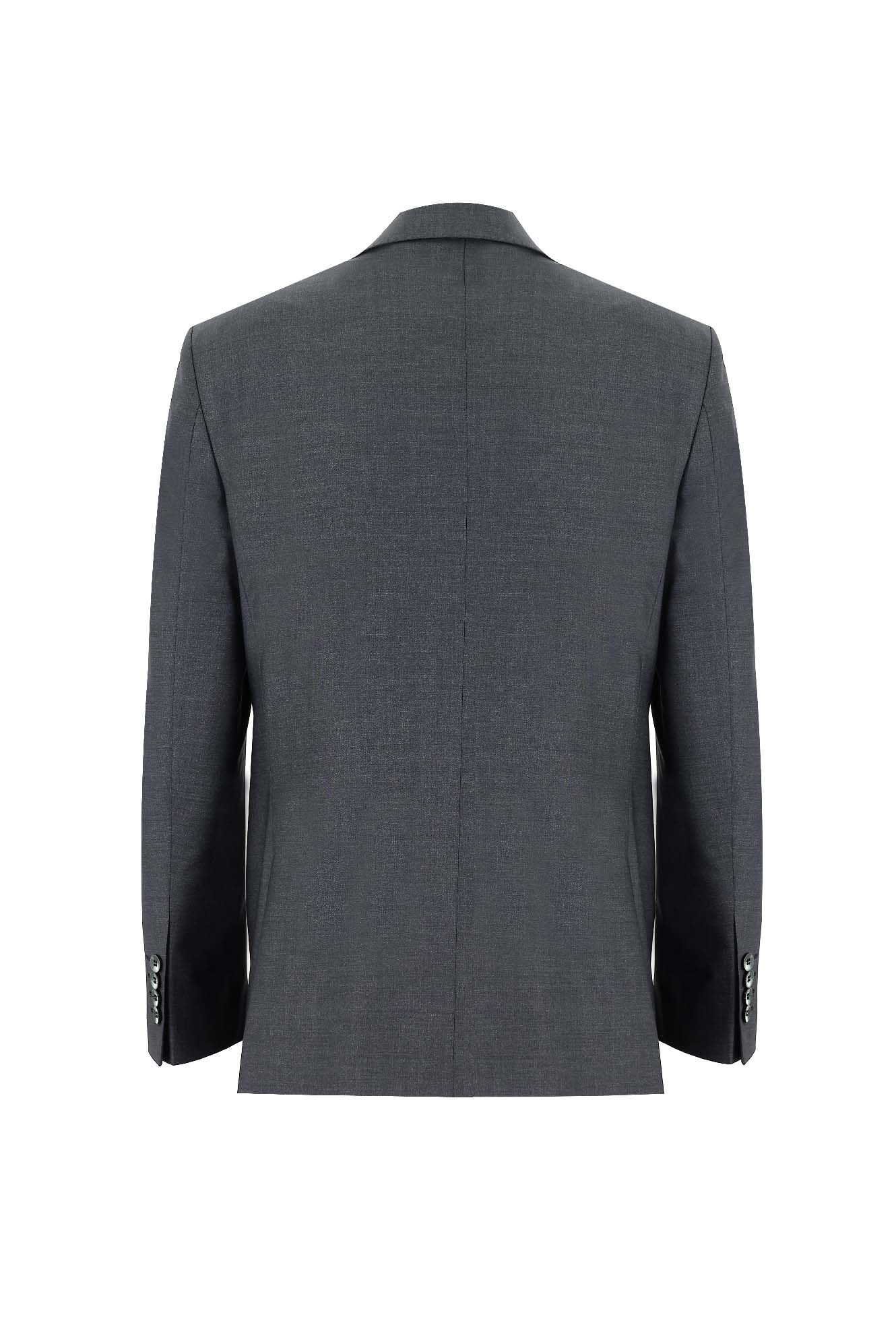 Koyu Füme Slim Fit Dar Kesim Yünlü Klasik Takım Elbise