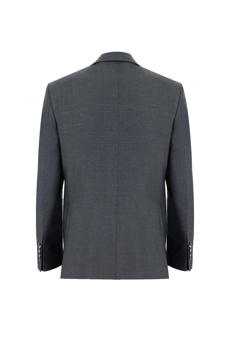 Koyu Füme Slim Fit Dar Kesim Yünlü Klasik Takım Elbise